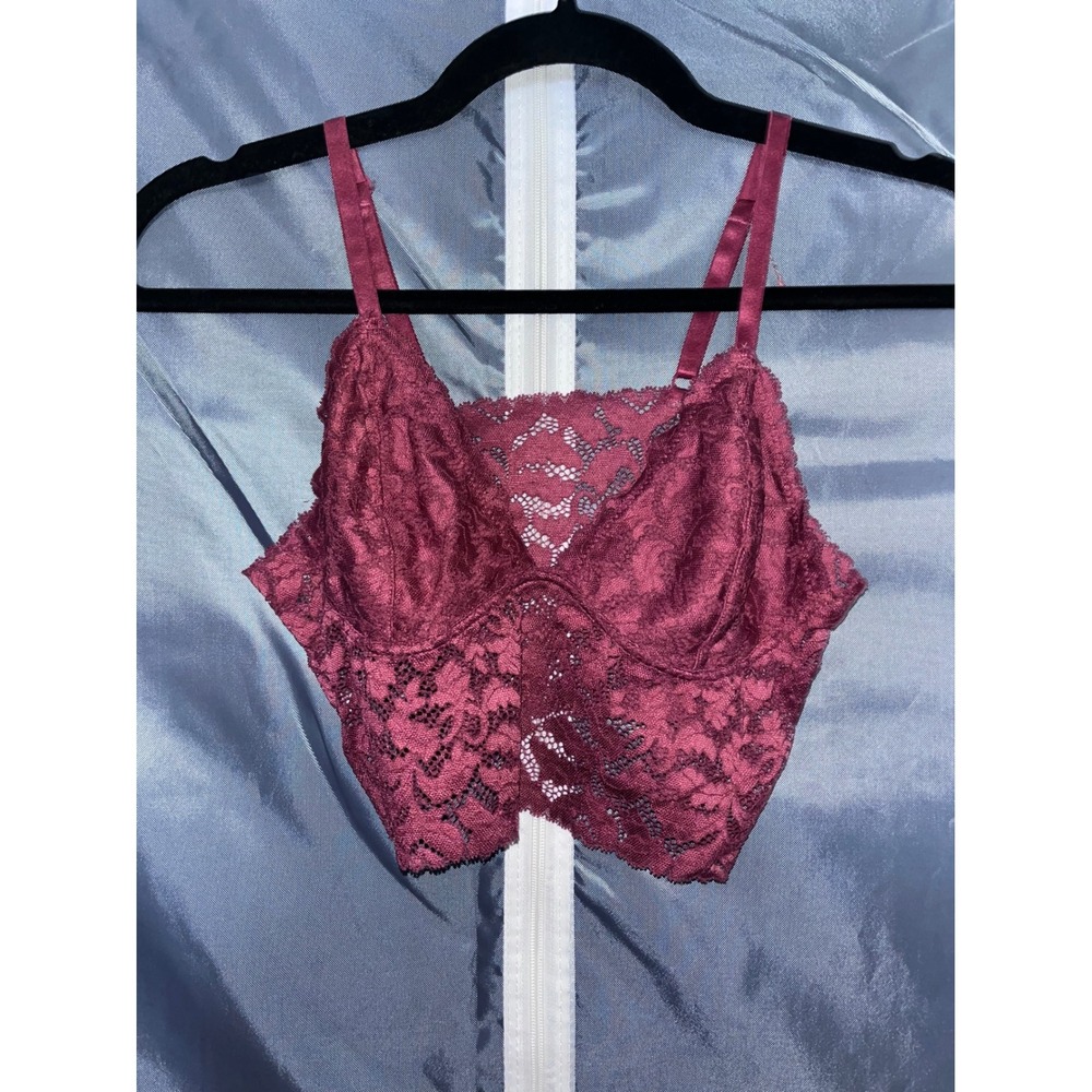 Anemone Mauve Lace Bralette Adjustable Straps Soft Stretch Women's Size M/L